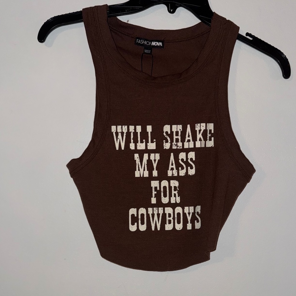 Will shake my a** for cowboys cropped tank
